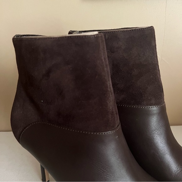 Brown Leather Suede Pointy Zip Ankle Boots - Picture 10 of 13
